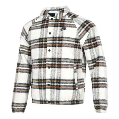Nike Plaid Casual Lapel Shirt Jacket Light Mahogany Brown In Multi