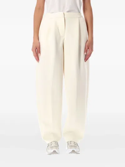 Nike Pleated Embroidered Track Pants In White