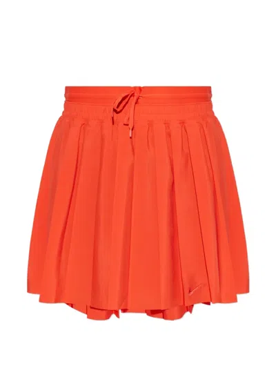 Nike Pleated Embroidered-logo Skirt In Red