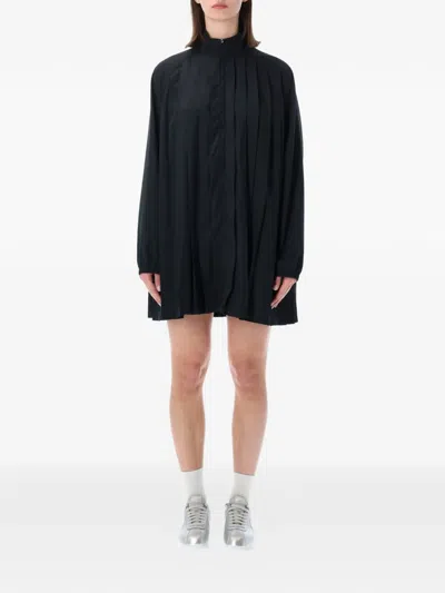 Nike Pleated High-neck Dress In Black