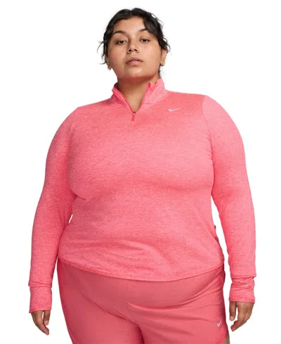 Nike Plus Size Active Dri-fit Swift-element Uv 1/4-zip Running Top In Pink