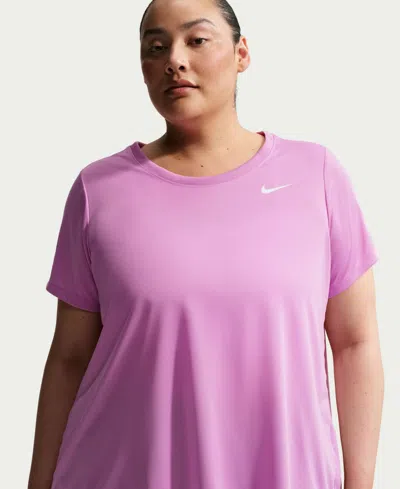 Nike Plus Size Active Dri-fit Women's Short-sleeve Logo T-shirt In Pink