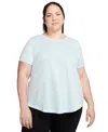 Nike Plus Size Active Dri-fit Women's Short-sleeve Logo T-shirt In Glacier Blue,pure,htr,white