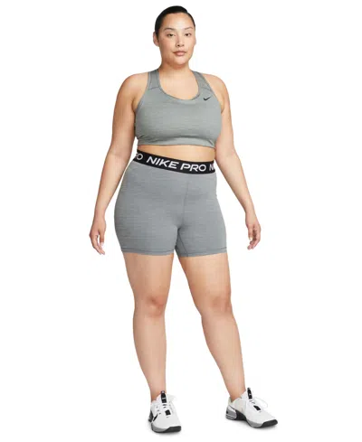 Nike Plus Size Active Pro-365 Dri-fit Elastic Logo Shorts In Gray