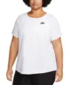 Nike Plus Size Active Sportswear Club Essentials Short-sleeve T-shirt In White
