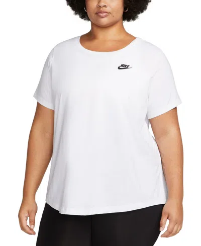 Nike Plus Size Active Sportswear Club Essentials Short-sleeve T-shirt In White