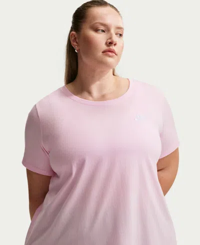 Nike Plus Size Active Sportswear Club Essentials Short-sleeve T-shirt In Pink