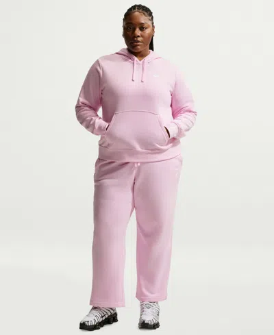 Nike Plus Size Active Sportswear Club Hooded Fleece Sweatshirt In Pink
