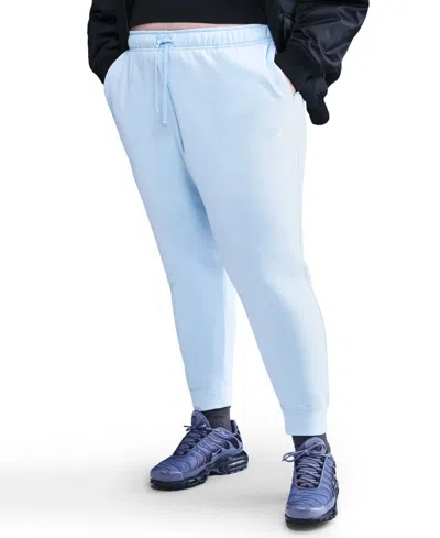 Nike Plus Size Active Sportswear Club Mid-rise Fleece Jogger Pants In Blue
