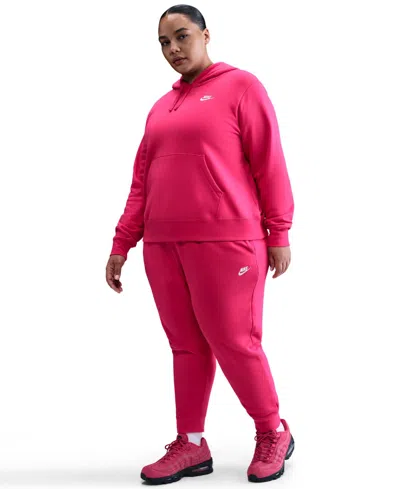Nike Plus Size Active Sportswear Club Mid-rise Fleece Jogger Pants In Pink