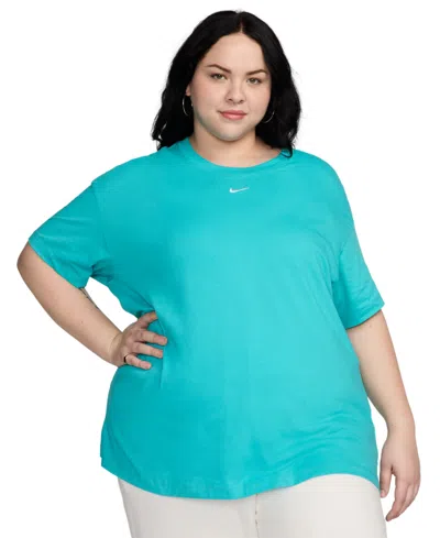Nike Plus Size Active Sportswear Essential Women's Logo T-shirt In Dusty Cactus,white