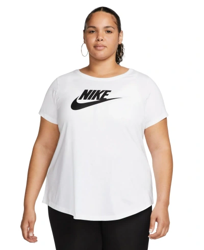 Nike Plus Size Active Sportswear Essentials Short-sleeve Logo T-shirt In White,black