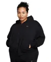 Nike Women's  Sportswear Chill Terry Loose Full-zip French Terry Hoodie (plus Size) In Black,sail