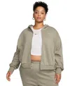 Nike Women's  Sportswear Chill Terry Loose Full-zip French Terry Hoodie (plus Size) In Light Army,sail