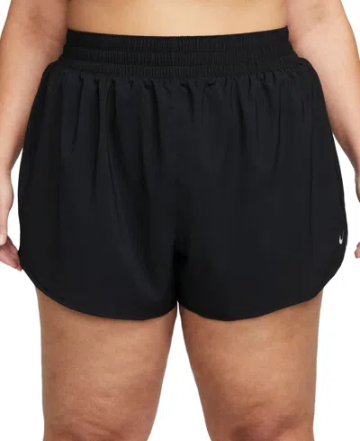 Nike Plus Size One Dri-fit Shorts In Black,reflective Silver