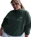 Nike Women's One Therma-fit Oversized 1/2-zip Fleece Top (plus Size) In Vintg,whit