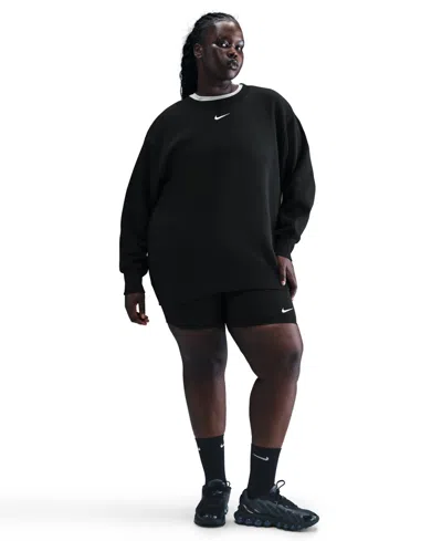 Nike Plus Size Phoenix Crew-neck Sweatshirt In Black