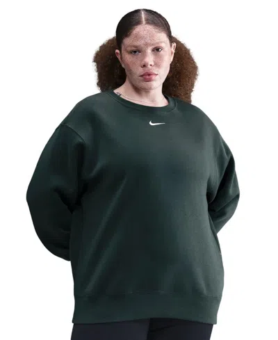 Nike Plus Size Phoenix Crew-neck Sweatshirt In Seaweed,sail