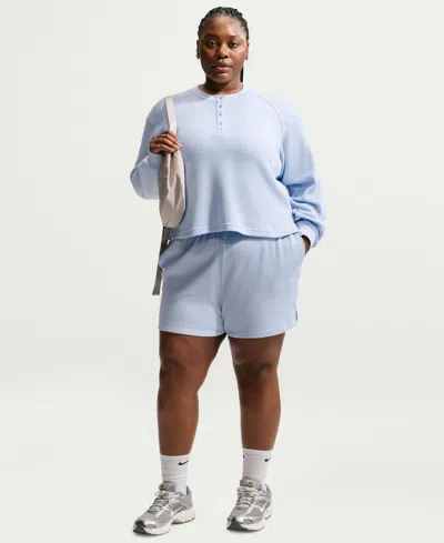 Nike Plus Size Sportswear Chill Waffle Loose Shorts In Blue
