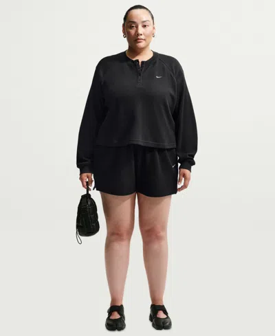 Nike Plus Size Sportswear Chill Waffle Loose Shorts In Black