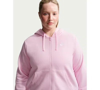 Nike Plus Size Sportswear Club Fleece Full-zip Hoodie In Pink