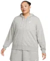 Nike Women's  Sportswear Club Fleece Full-zip Hoodie (plus Size) In Obsidn,whi
