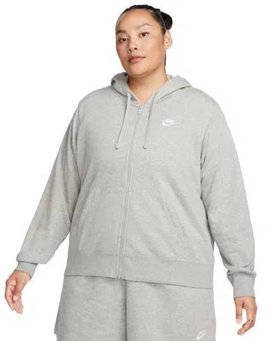 Nike Women's  Sportswear Club Fleece Full-zip Hoodie (plus Size) In Obsidn,whi