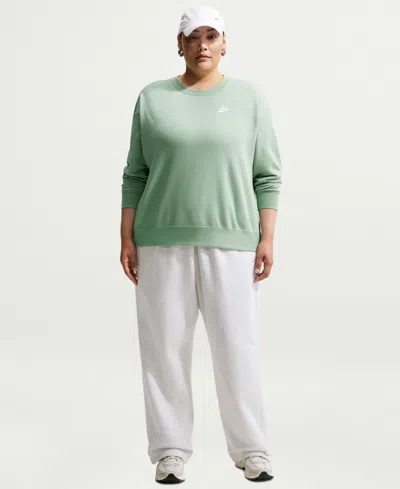 Nike Plus Size Sportswear Club Fleece Loose Crewneck Sweatshirt In Green