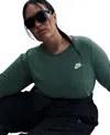 Nike Women's  Sportswear Club Long-sleeve T-shirt (plus Size) In Vintg,whit