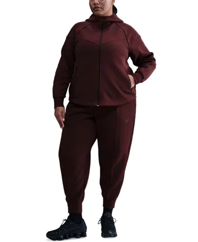 Nike Plus Size Sportswear Tech-fleece Windrunner Hoodie In Burgundy