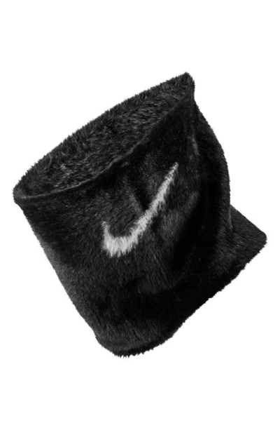 Nike Plush Knit Infinity Scarf In Black
