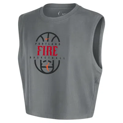 Nike Portland Fire  Women's Wnba Sleeveless Cropped T-shirt In Gray