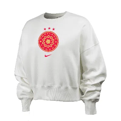 Nike Portland Thorns Fc Phoenix Fleece  Women's Nwsl Crew-neck Sweatshirt In White