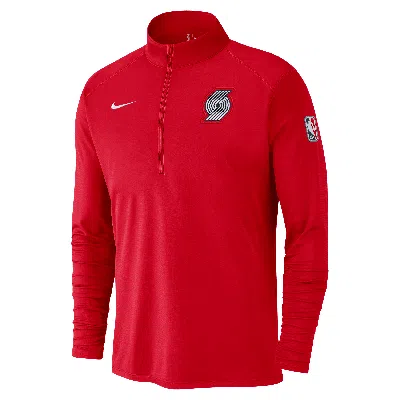 Nike Portland Trail Blazers City Edition  Men's Dri-fit Nba 1/2-zip Long-sleeve Top In Red