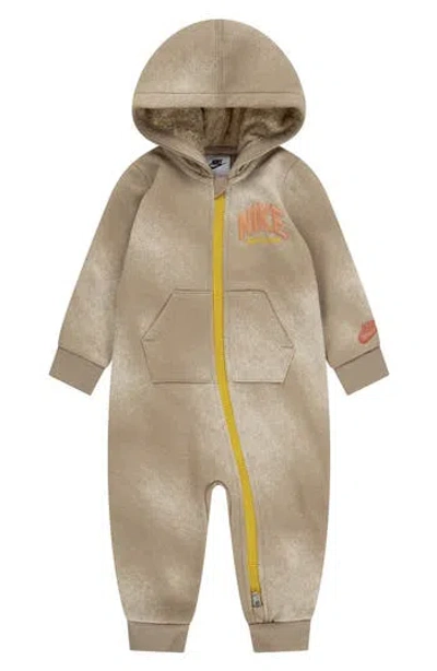 Nike Babies'  Powder Play Hooded Romper In Brown