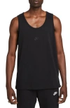 Nike Premium Essentials Logo-embroidered Cotton-jersey Tank Top In Black