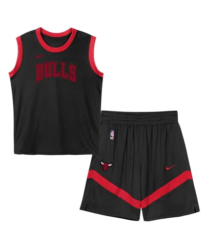 Nike Kids' Preschool 2-piece Black Chicago Bulls Mesh Tank Top And Shorts Set