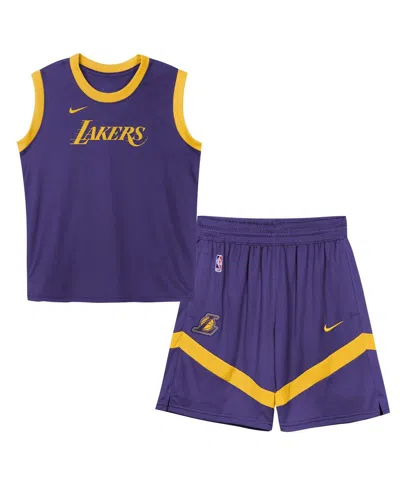 Nike Kids' Preschool 2-piece Purple Los Angeles Lakers Mesh Tank Top And Shorts Set
