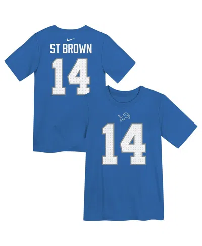 Nike Kids' Preschool Amon-ra St. Brown Blue Detroit Lions Player Name Number T-shirt