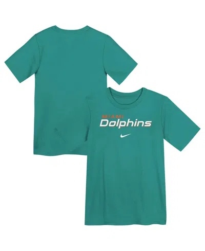 Nike Kids' Preschool Aqua Miami Dolphins Wordmark T-shirt In Green