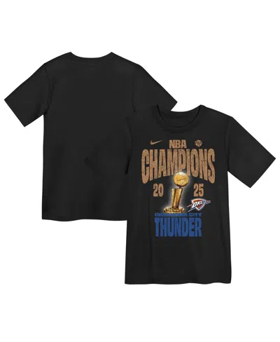 Nike Kids' Preschool Black Oklahoma City Thunder 2025 Nba Finals Champions Locker Room Confetti T-shirt In Blue