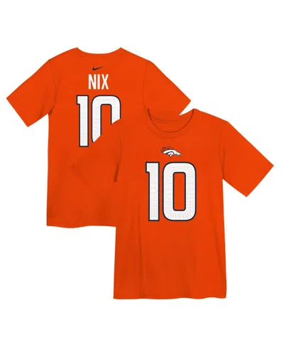 Nike Kids' Preschool Bo Nix Orange Denver Broncos Player Name Number T-shirt