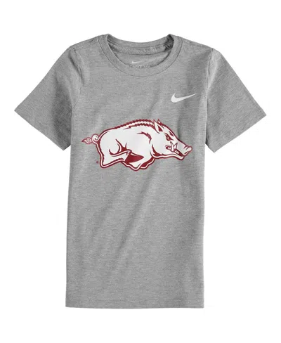 Nike Kids' Preschool Charcoal Arkansas Razorbacks Logo T-shirt In Heather Gray