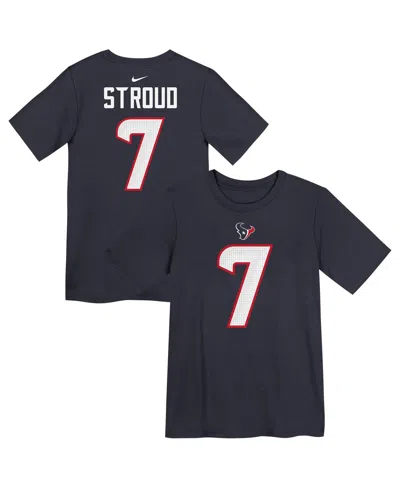 Nike Kids' Preschool C.j. Stroud Navy Houston Texans Player Name Number T-shirt In Black