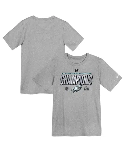 Nike Kids' Preschool Heather Gray Philadelphia Eagles 2024 Nfc Champions Locker Room Trophy Collection T-shirt