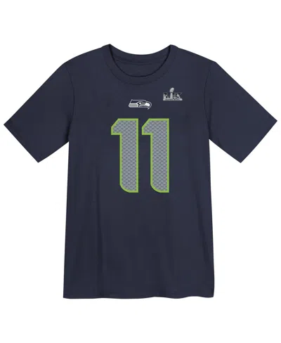 Nike Kids' Preschool Jaxon Smith-njigba College Navy Seattle Seahawks Super Bowl Lx Patch Name & Number T-shirt In Blue