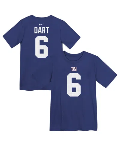 Nike Babies' Preschool Jaxson Dart Royal New York Giants Player Name & Number T-shirt In Blue