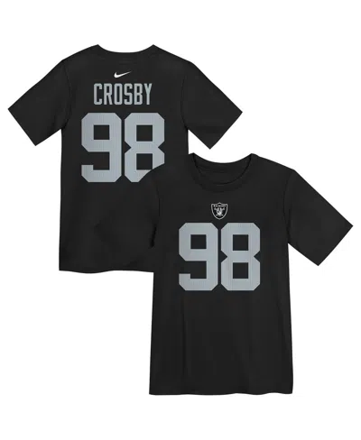 Nike Kids' Preschool Maxx Crosby Black Las Vegas Raiders Player Name Number T-shirt