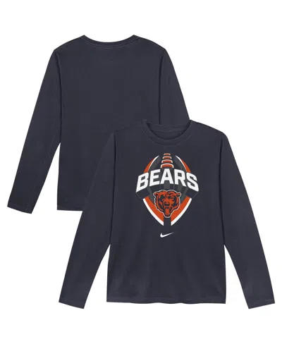 Nike Kids' Preschool Navy Chicago Bears Primetime Legend Iconâ Long Sleeve Performance T-shirt In Blue