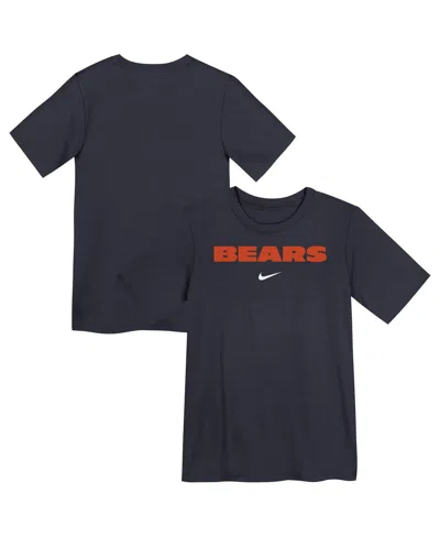 Nike Kids' Preschool Navy Chicago Bears Wordmark T-shirt In Black